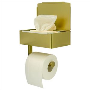 Dispensador de Toallitas Húmedas para Bebé, de Acero Inoxidable, con Acabado Dorado Cepillado, con Estante de Almacenamiento - Product Image 1