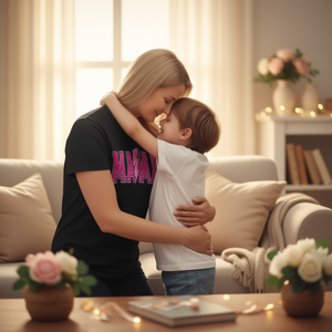 Camiseta a cuadros Mama Lightning, diseño negro y rosa, regalo para el día de la madre - Product Image 3