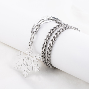 yunniqueUnisex <b>Titanium</b> Steel Snowflake Necklace With Sun Charm Geometric Design Multi-layer <b>Chain</b> Fashion Sweater <b>Chain</b> - Product Image 3