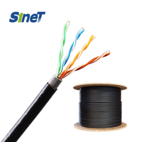 Cable UTP Cat5e Premium para Exteriores, 4 Pares, Cobre Sólido, Doble Cubierta, 305m, FTP SFTP, Resistente a los Rayos UV, Cable LAN para Exteriores para CCTV