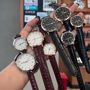 นาฬิกาอะนาล็อกทรงกลมอเนกประสงค์พร้อมสายหนังลายจระเข้ หน้าปัดมินิมอล นาฬิกาข้อมือลำลองและสำหรับใส่ทำงาน Longinesing - Product Image 1