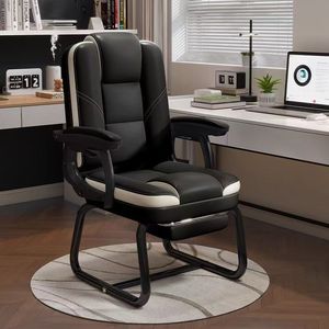 Chaise de bureau ergonomique moderne en cuir PU, réglable en hauteur, avec accoudoirs fixes et dossier inclinable en mousse – Vente en gros directe usine - Product Image 3