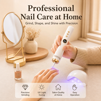 Kit de polissage d'ongles électrique portable en plastique à 3 vitesses réglables, perceuse à ongles rechargeable 3-en-1, lampe à ongles LED