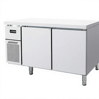 Réfrigérateur de cuisine professionnel en acier inoxydable à double température, à refroidissement direct, avec plan de travail intégré, modèle d'ingénierie, facile à installer