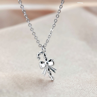 Collier pendentif nœud papillon 3D plaqué or 18 carats hypoallergénique pour femme, chaîne délicate en forme de ruban, vente en gros