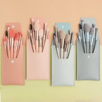 Kit de Pinceaux de Maquillage de Voyage Premium Mini 8 Pièces, Soies Synthétiques Douces, Outils Cosmétiques Essentiels Personnalisables avec Logo