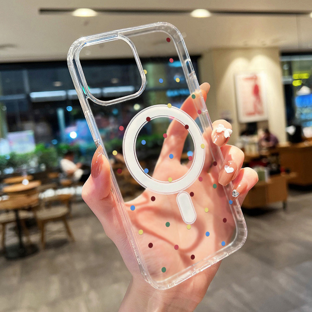 Transparent colored polka dots