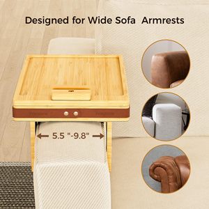 Addreen 360 độ xoay tre ghế cánh tay bảng khay phòng khách <span class=keywords><strong>sofa</strong></span> tay vịn với hộp lưu trữ người giữ điện thoại cho đồ uống - Product Image 3