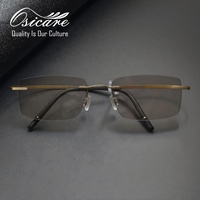 Lunettes photochromiques Osicare sans monture, rectangulaires, verres à ajustement lumineux, lunettes en titane, verres à changement de couleur pour hommes