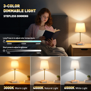 Cordless <b>Bedside</b> Table Lamp for Bedroom,Dimmable Touch Table Lamp Rechargeable Desk lamp with Fabric Shade for Living Room - Product Image 3