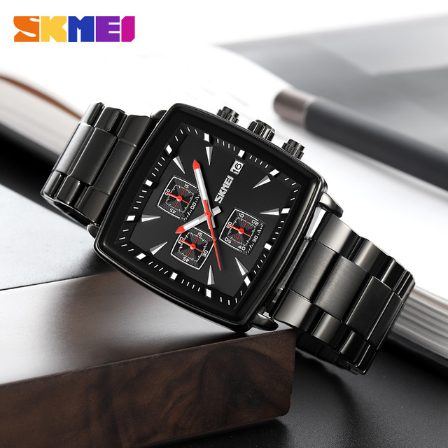 Top Brand Luxury Square Analog Quartz Wholesale Male Wristwatch SKMEI 9331 Waterproof Mens Quality Steel Watches