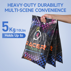 Sac à poignée découpée réutilisable avec logo personnalisé imprimé cadeaux de boutique de magasin Tailles de bas Sac à provisions pliable en plastique de transport - Product Image 5