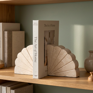 Sujetalibros Decorativos de Concha de Mármol Natural, Juego de Soportes para Libros para Estantería, Oficina, Sala de Estar, Mesa, Organizador de Decoración del Hogar, Par - Product Image 4