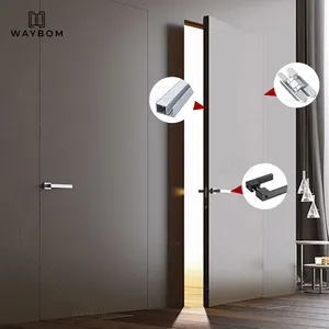 50 Modern komersial tanpa bingkai Interior Flush tersembunyi pintu tak terlihat profil aluminium ruang tersembunyi pintu rahasia profil aluminium