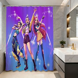 Cortina de Ducha Impermeable para Baño, Personalizada con Diseño de Dibujos Animados de K-POP Kpop Demon Hunters, Impresa en Poliéster, Duradera y Ligera - Product Image 2
