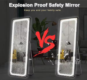 Ánh sáng sang trọng LED-Lit vàng kim loại đóng khung gương thiết kế hiện đại treo tường hình chữ nhật lớn đường băng khung gỗ để sử dụng nhà - Product Image 6