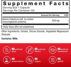 Immünoglobulin laktoferin takviyesi ile OEM 500Mg sığır Colostrum kapsülleri bağırsak sağlık bağışıklığı hormonu antibiyotik desteği - Product Image 2