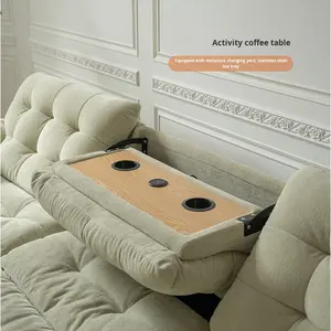 Sofá <span class=keywords><strong>El</strong></span>éctrico Moderno y Sencillo de Tela con Respaldo Alto para Sala de Estar, Asiento Grande sin Límite de Pared, Profundo, Ajustable, Telescópico, Multifuncional, de Madera - Product Image 5