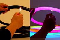 Lampu Strip LED Neon Fleksibel RGBIC RGB Pintar Tahan Air IP67 12V Hitam Fredligting Custom Factory Addressable Silicone