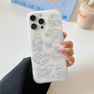 เคสโทรศัพท์ลายแมวโทสต์เส้นสีฟ้าน่ารักแบบสองชั้น เหมาะสำหรับ iPhone 17 ProMax 16 15 14 ป้องกันการตกกระแทก - Product Image 3