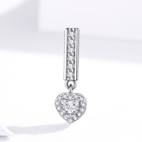 Wostu — breloques en Zircon brillantes en argent Sterling 100% 925, perles d'amour, bijoux fins pour femmes, SCX109