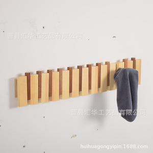 Piano key wall-mounted coat rack, no-drill <b>hooks</b>, coat rack, entryway door key and coat storage rack - Product Image 3