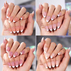 <span class=keywords><strong>Kit</strong></span> de <span class=keywords><strong>faux</strong></span> <span class=keywords><strong>ongles</strong></span> à presser French Manucure, courts, forme amande carrée, nude et blanc, 32 pièces, avec colle et lime, pour femmes, usage quotidien - Product Image 2