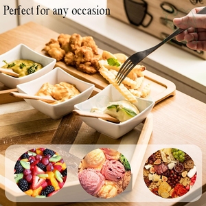 ชุดถาดเสิร์ฟอาหารไม้ไผ่ 3 ชิ้น พร้อมถ้วยเซรามิกสำหรับน้ำจิ้มและช้อน - Product Image 4