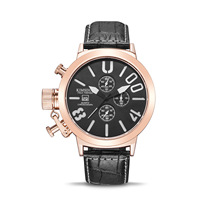 Jam Tangan Quartz Elegan Bisnis Pria dengan Kronograf Tahan Air, Casing Paduan Logam Tiga Jarum Kecil, Tali Kulit Sapi