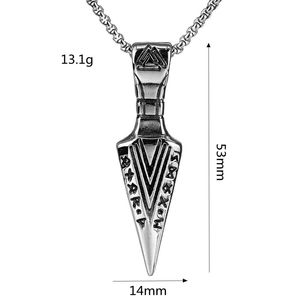 Collier pendentif flèche en acier inoxydable pour homme, style nordique viking, design géométrique, bijou cadeau - Product Image 5