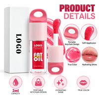 RTS 3,5ml Fruit Lip Oil Plumping High Shine Hydraterende Sleutelhanger Design Lage MOQ 1st Groothandel Aangepast Logo