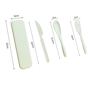 Wheat Straw Cutlery <b>Set</b> 3-Piece With Case Eco Friendly Portable For <b>Kids</b> Dining - Product Image 1