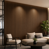 Panneau mural acoustique en bois de noyer WYRAX pour salle de podcast, avec lattes en bois et feutre noir, 2400x600x21mm, absorption acoustique, décoration murale pour podcast