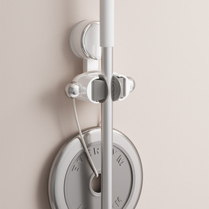 Suction Cup Mop <b>Clip</b> Wall Mounted Bathroom Holder Strong Grip No Drilling Required Plastic With Stainless Steel Components - Product Image 4