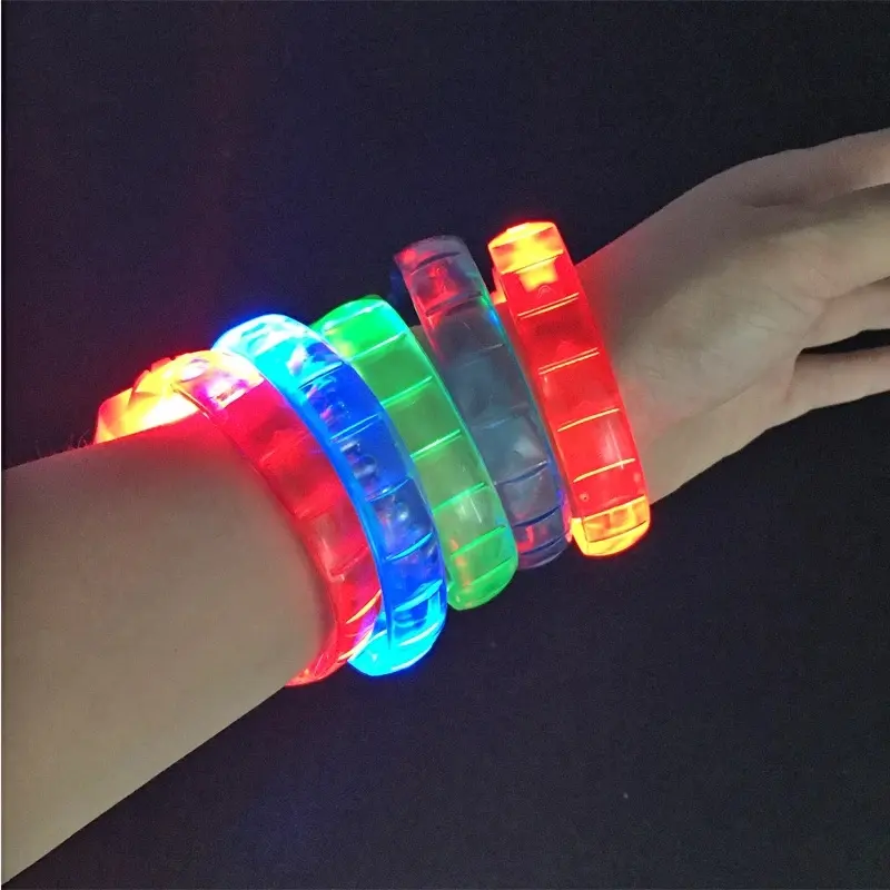 LED Light Up Glow Colour Flashing Light Wrist Band Bracelet Disco Party Stocking Filler