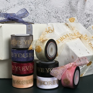 Ribest โพลีเอสเตอร์แฟลช<span class=keywords><strong>ผง</strong></span>ชีฟองริบบิ้นรักคุณตลอดไปซาตินพิมพ์ของขวัญ1นิ้ว25มิลลิเมตรดอกไม้เครื่องประดับ - Product Image 3