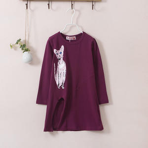 Ropa Infantil Estilo Coreano, Vestido Deportivo de Manga Larga con Estampado de Gato para Niñas Pequeñas, de Proveedor Chino - Product Image 4