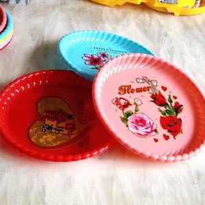 Plato de frutas en forma de flor con la inscripción “(doble felicidad)”, plato de frutas redondo y colorido para uso doméstico, adecuado para - Product Image 4