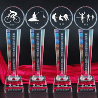 Trophée de sport en cristal gravé de haute qualité HDW, trophée personnalisé MVP en cristal pour la compétition