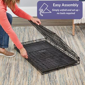 Wholesale Solid Pattern Collapsible Metal Dog Crate with Snap Button Closure Black Two-Door Outdoor <strong>Big</strong> Pet Crate - Product Image 4