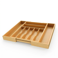Organisateur de tiroir de cuisine de luxe en bambou - Organisateur d'argenterie, porte-ustensiles et séparateurs de tiroir pour couverts