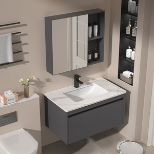 <b>Small</b> sized thickened honeycomb space aluminum ceramic integrated basin intelligent <b>mirror</b> cabinet bathroom cabinet - Product Image 1