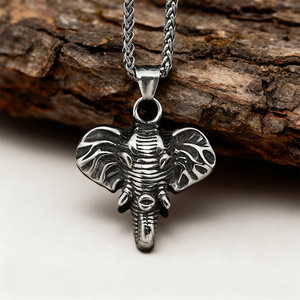 Stainless Steel <b>Elephant</b> Pendant Themed Animal Charm For Men Women <b>Gift</b> Jewelry - Product Image 1