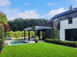 Pérgola y Gazebo de Exterior de PVC y Aluminio <span class=keywords><strong>con</strong></span> Techo Rígido Impermeable, <span class=keywords><strong>con</strong></span> Control Remoto LED para Jardín, <span class=keywords><strong>Terraza</strong></span> y Patio Trasero - Product Image 3