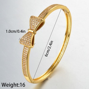 New Design Trendy 14K Gold Plated Brass Zircon <b>Cuff</b> <b>Bracelet</b> for Women Gift - Product Image 6