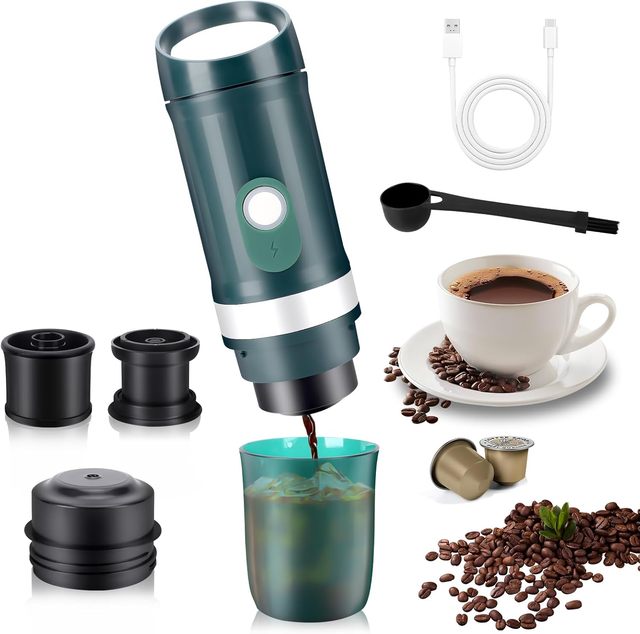 Small Fully Automatic Espresso Machine 20 Bars Pump Pressure Stainless Steel Portable Electric Supports Capsule Ground Coffee