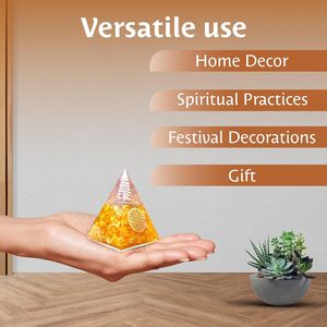 Pyramide d'Orgone Citrine Faite à la Main, Orgonite, Équilibre Énergétique, Méditation, Décoration d'Intérieur, Soutien <span class=keywords><strong>des</strong></span> <span class=keywords><strong>Chakras</strong></span> - Product Image 5