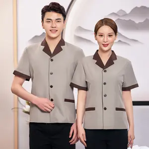 Manufacturer direct sales housekeeping clothes with buttons restaurant and hotel staff uniforms