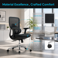 Chaise de bureau ergonomique moderne à dossier mi-haut en maille pour la maison et le bureau – Offre spéciale