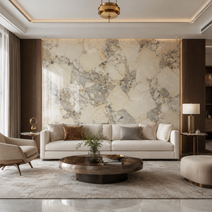 Dalle en pierre frittée effet marbre Golden Pandora, carrelage en porcelaine poli effet marbre 1600 x 3200 x 12 mm pour mur - Product Image 2